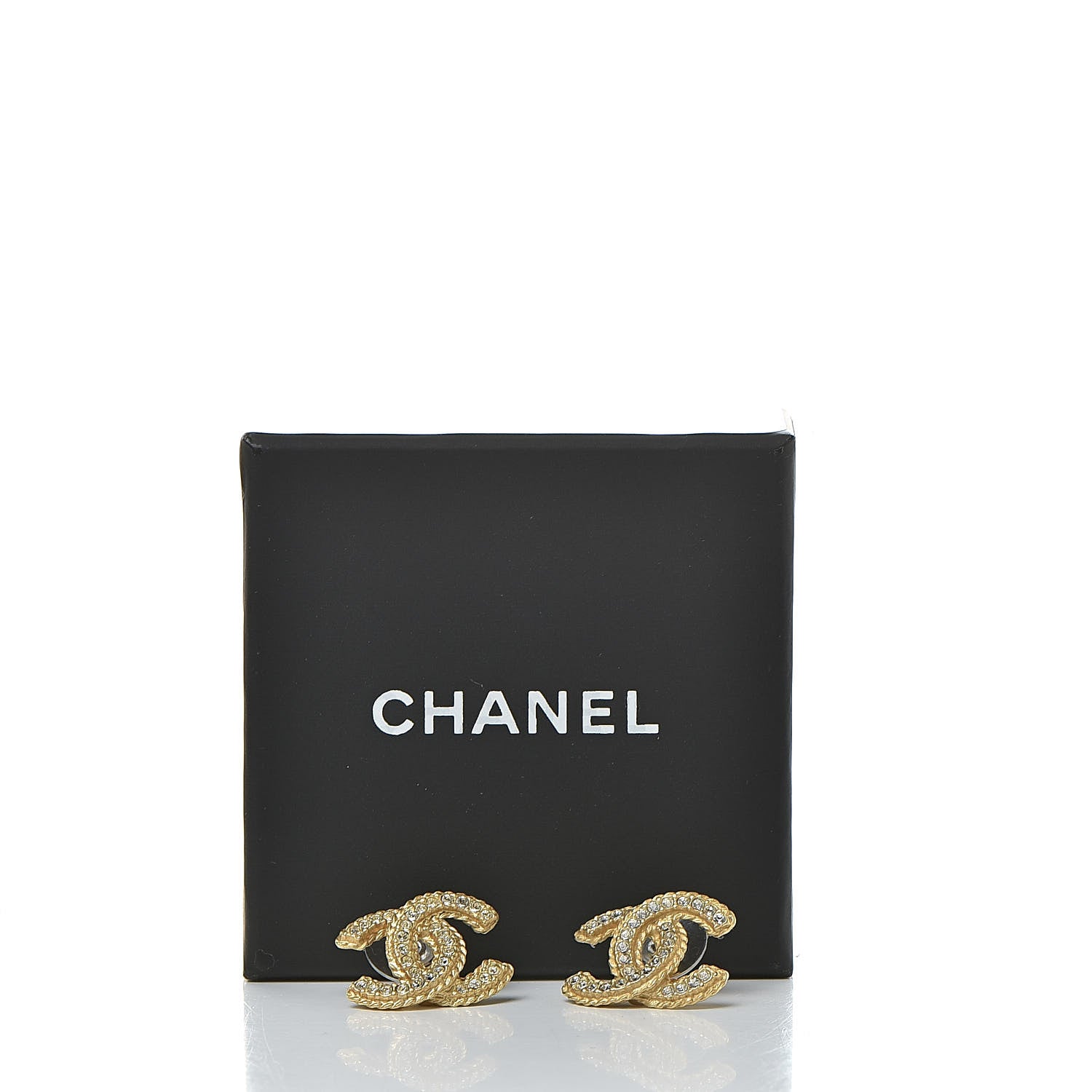 Chanel Crystal CC Earrings Gold 5 of 5