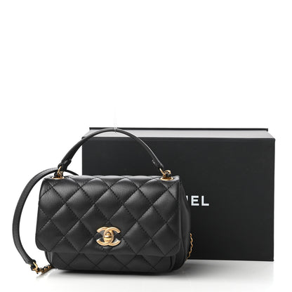 Chanel Calfskin Quilted Top Handle Flap Black 11 of 11