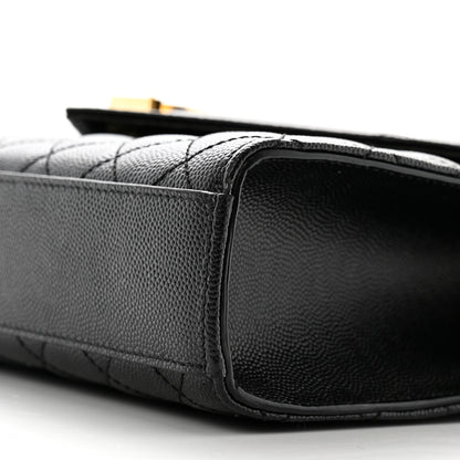 Saint Laurent Grain De Poudre Textured Mixed Matelasse Triquilt Medium Monogram Satchel Black 9 of 13