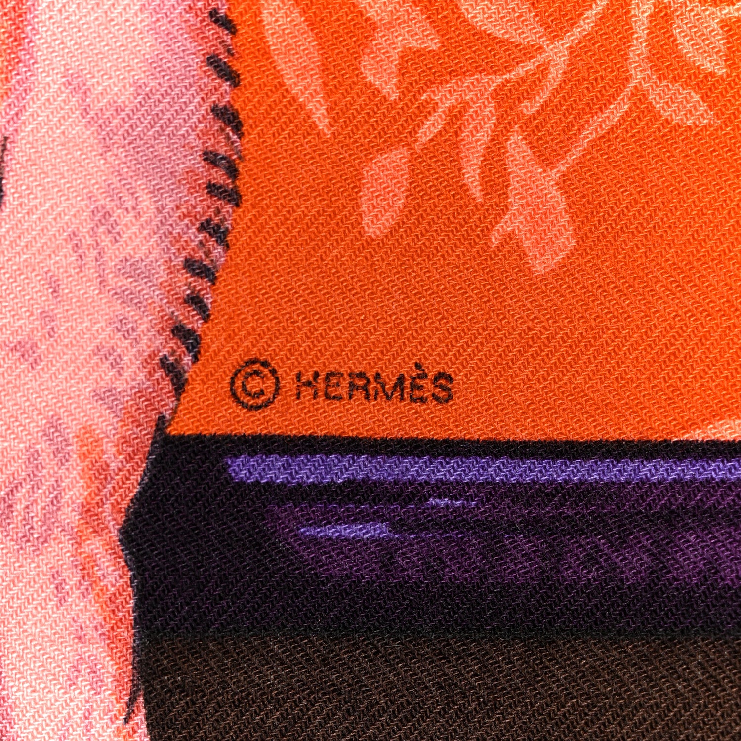 Hermes Cashmere Silk Tendresse Feline Shawl 140 6 of 6