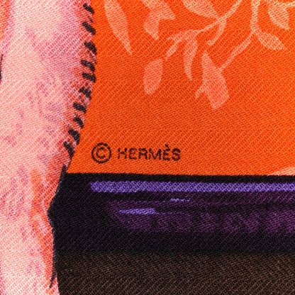 Hermes Cashmere Silk Tendresse Feline Shawl 140 6 of 6