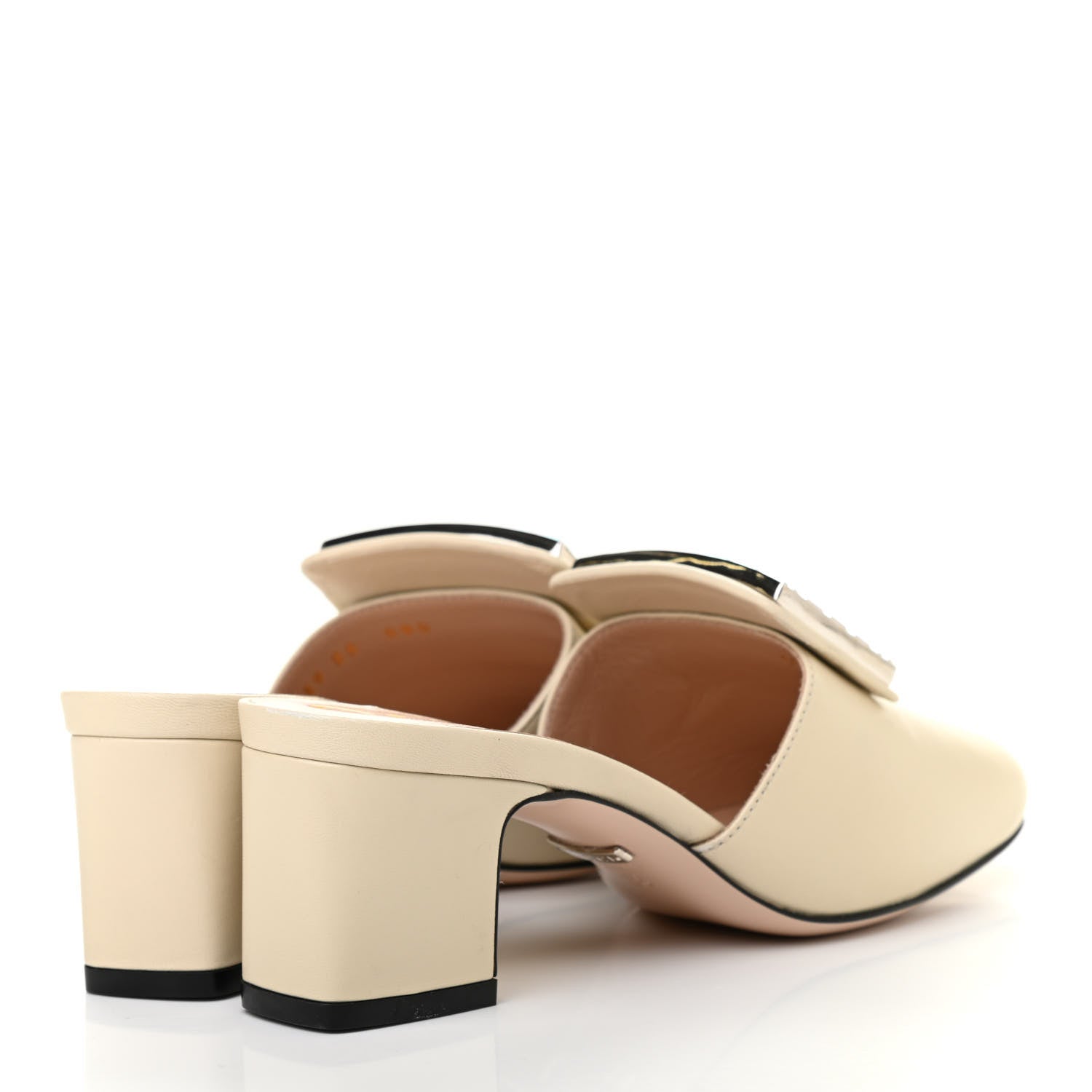 Gucci Malaga Kid Crystal Square G Madelyn Mules 35 Vintage White 4 of 10
