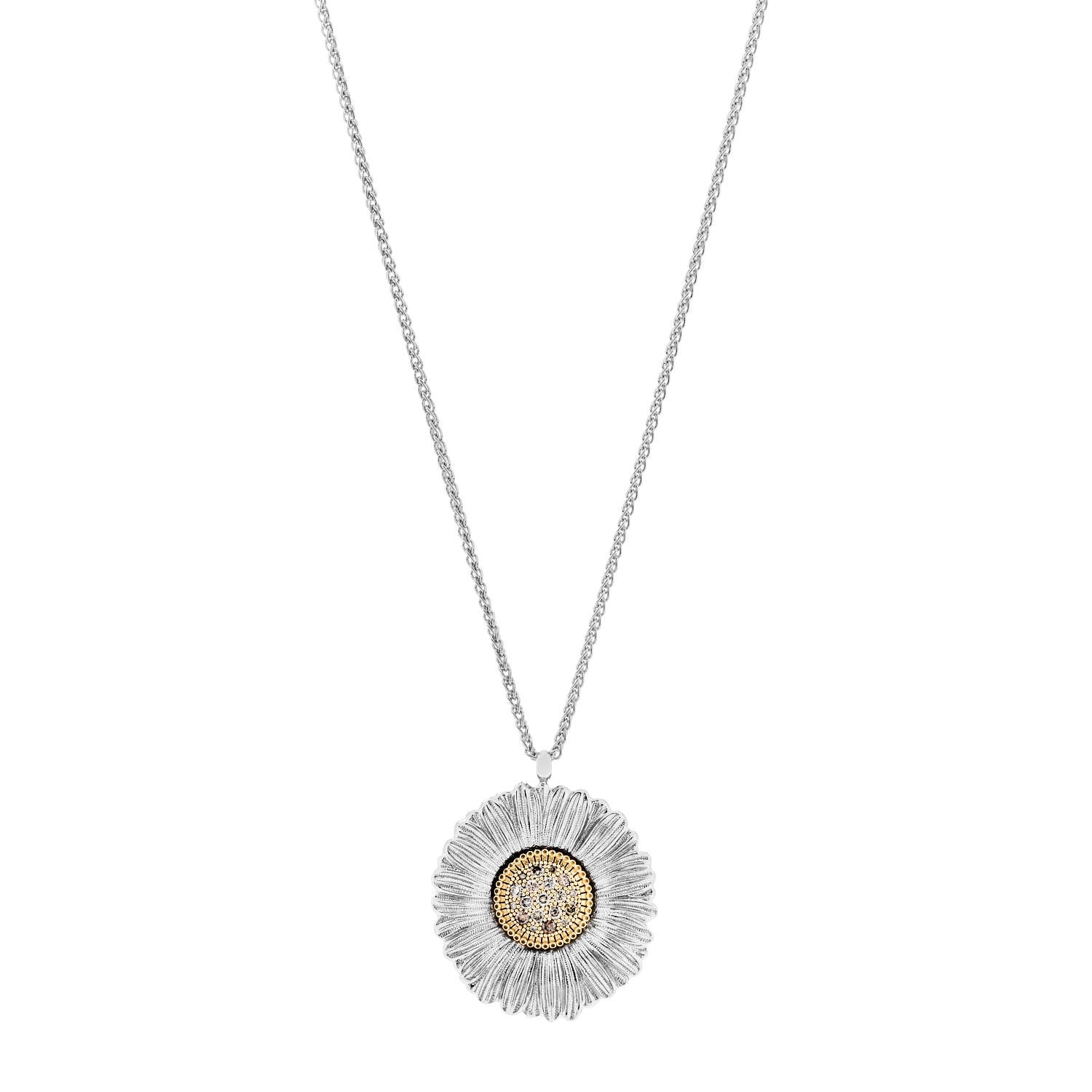 Buccellati Sterling Silver Vermeil Fancy Diamond Blossom Pendant Necklace 1 of 7