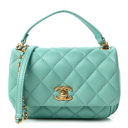Chanel Calfskin Quilted Top Handle Flap Light Blue 1 of 11