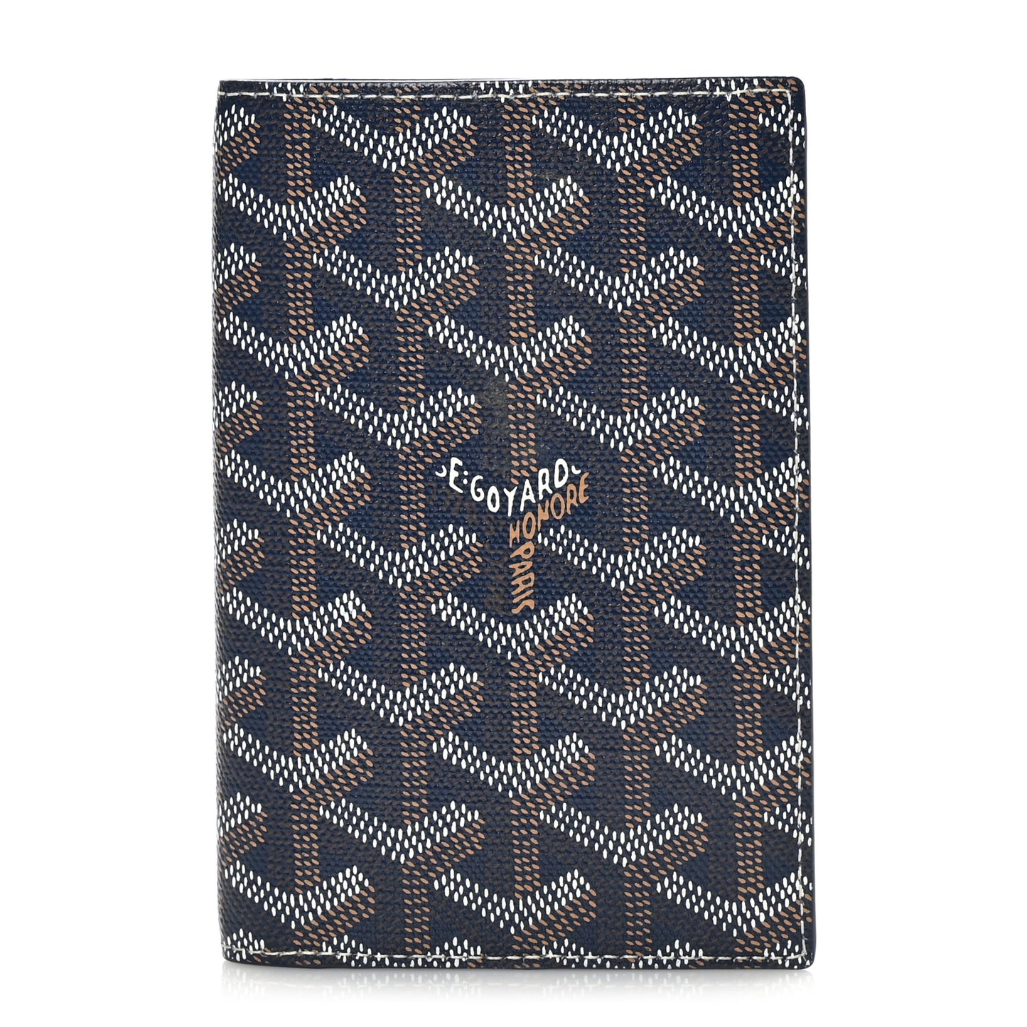 Goyardine Grenelle Passport Wallet Navy
