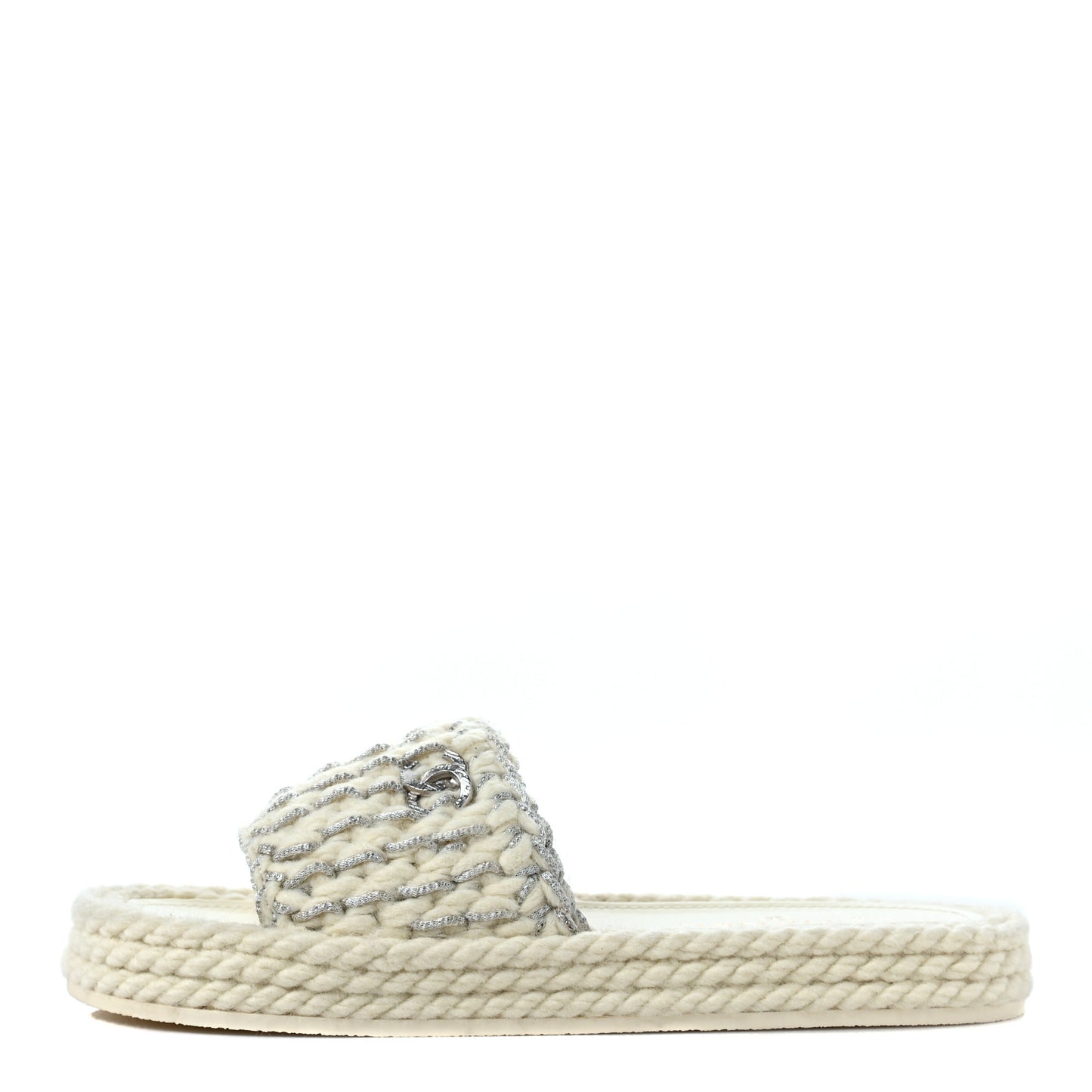 Braided Knit CC Mules 41 Ecru