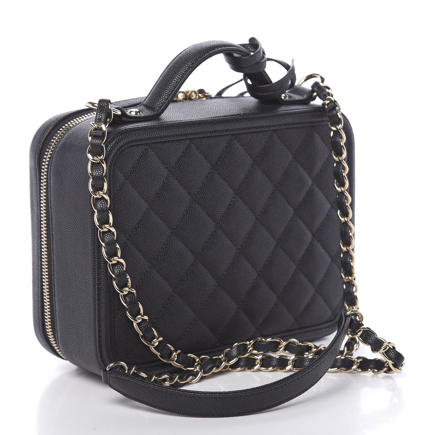 Caviar Quilted Medium CC Filigree Vanity Case Black