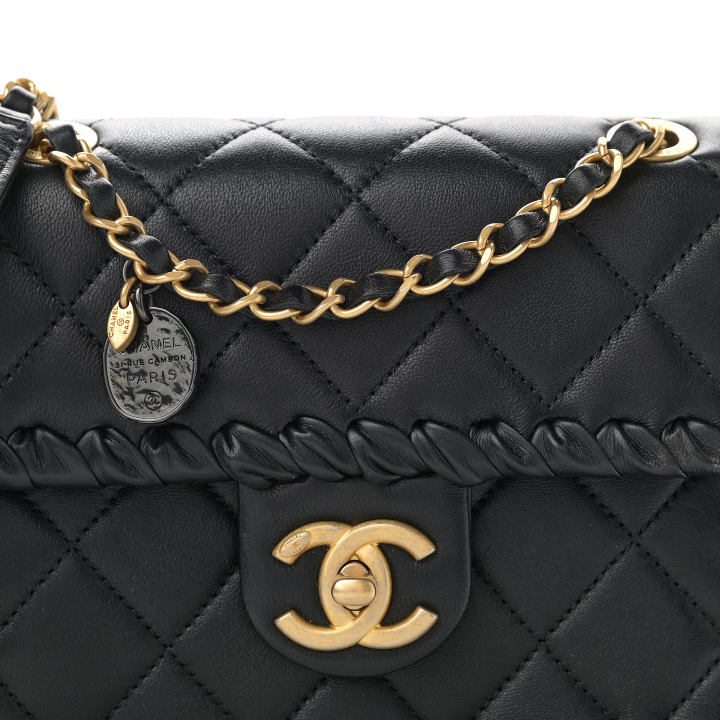 Calfskin Braided Mini My Own Frame Flap Black