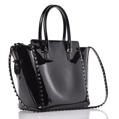 Valentino Garavani Patent Rockstud Double Handle Tote Black 3 of 12