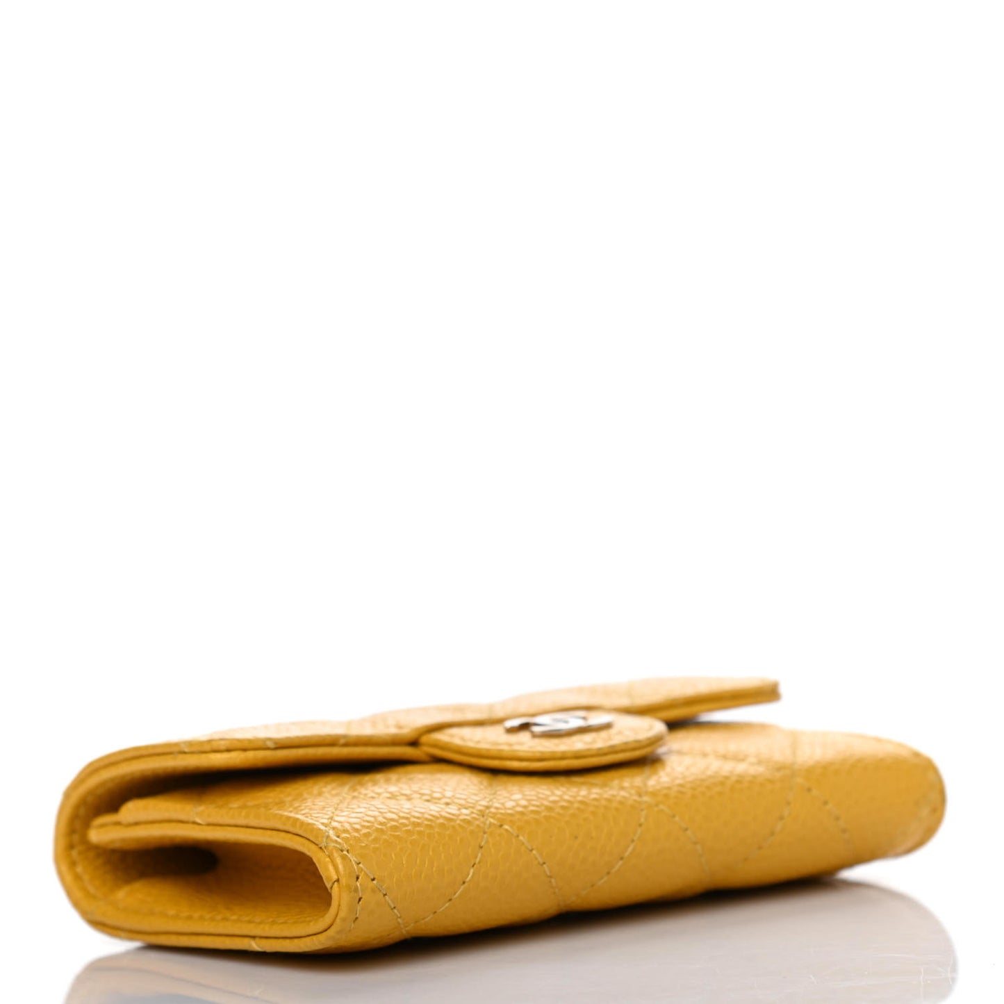 Caviar Quilted Flap Card Holder Yellow