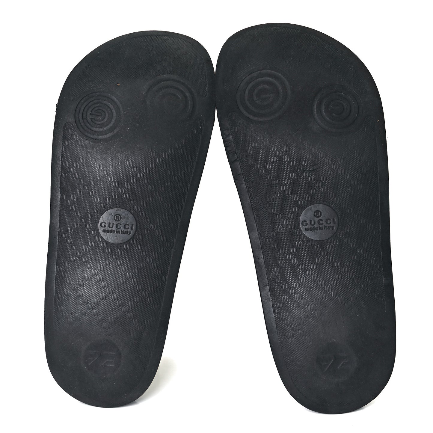 Rubber GG Monogram Mens Slide Sandals 7 Black