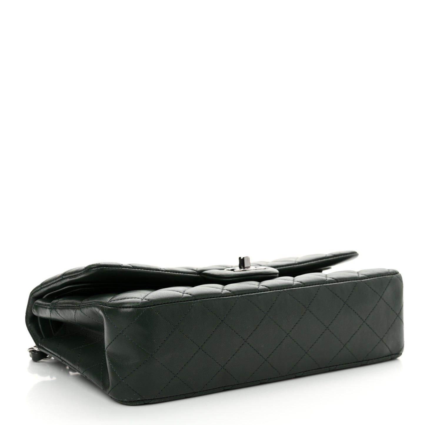 Lambskin Quilted Medium Double Flap Green