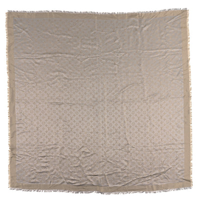 Louis Vuitton Silk Lurex Wool Monogram Shine Shawl Greige 1 of 4