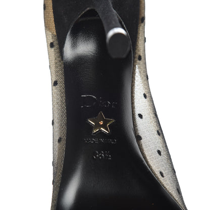 Christian Dior Suede Calfskin Plumetis Lovely-D Ankle Wrap Pumps 36.5 Black 6 of 7