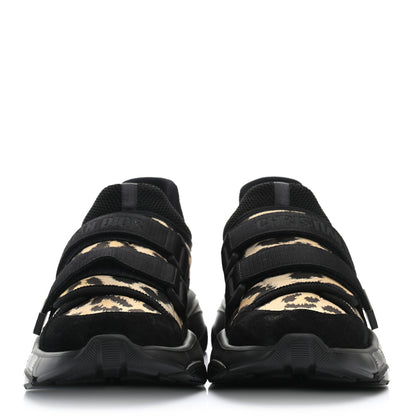 Christian Dior Technical Fabric Nylon Leopard Print Womens D-Wander Sneakers 38 Black 2 of 9