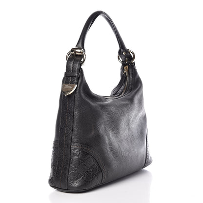Gucci Pebbled Calfskin Guccissima Trim Medium Signoria Hobo Black 3 of 14