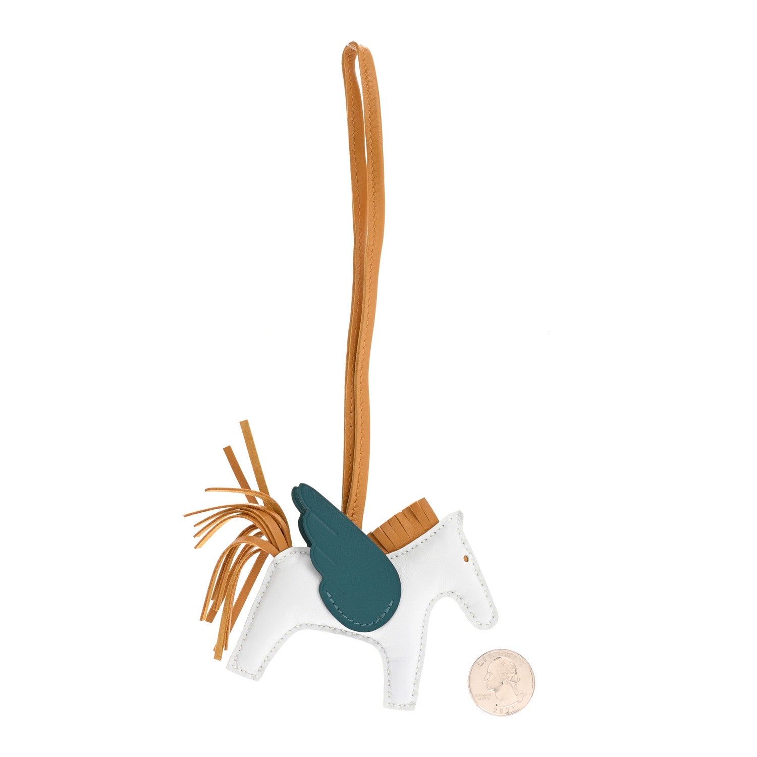 Hermes Milo Lambskin Grigri Rodeo Pegase Horse Bag Charm PM Bleu Brume Sesame Vert Bosphore 2 of 5