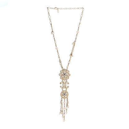 Chanel Pearl Crystal CC Camellia Choker Necklace Gold 3 of 6