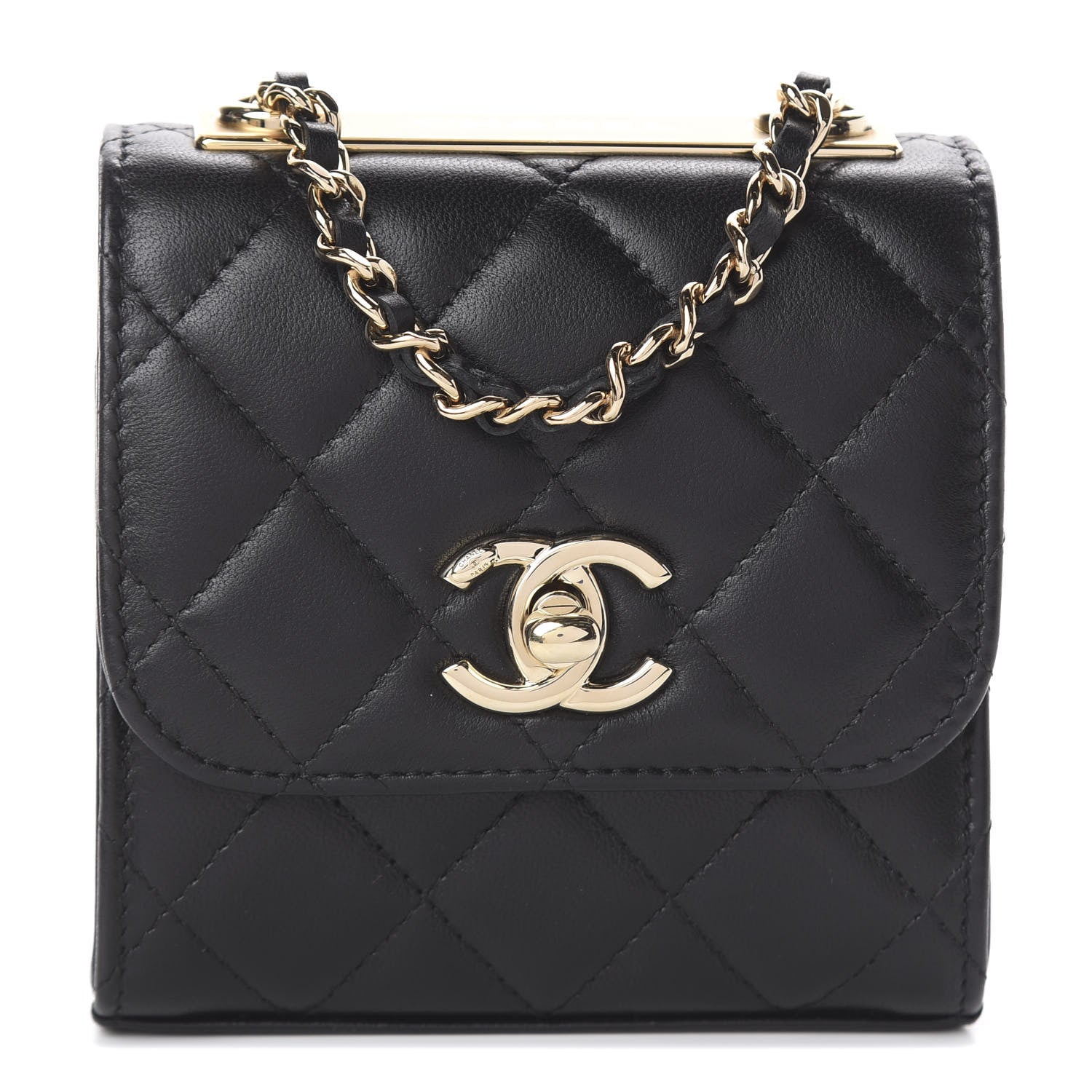 Chanel Lambskin Quilted Mini Trendy CC Chain Wallet Black 1 of 8