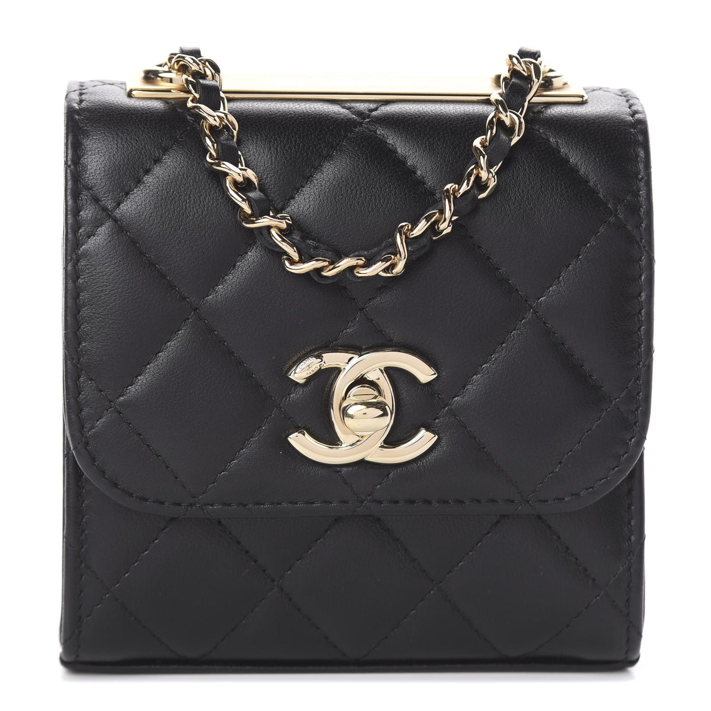 Lambskin Quilted Mini Trendy CC Chain Wallet Black