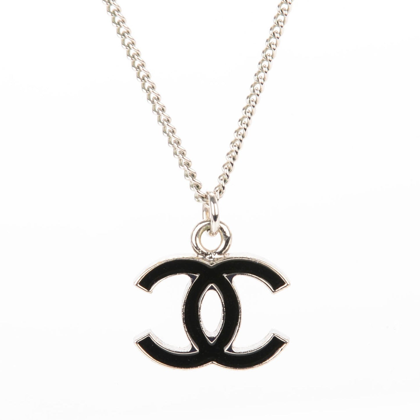 Enamel CC Necklace Black