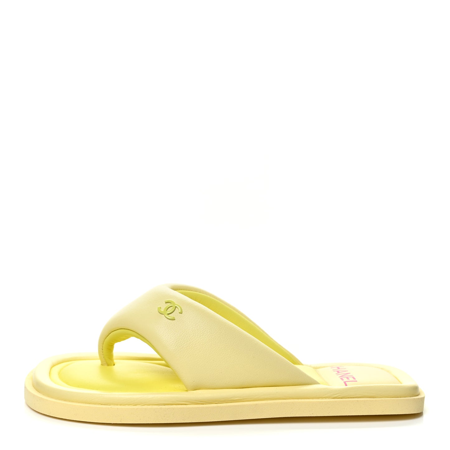 Lambskin CC Thong Sandals 37 Yellow