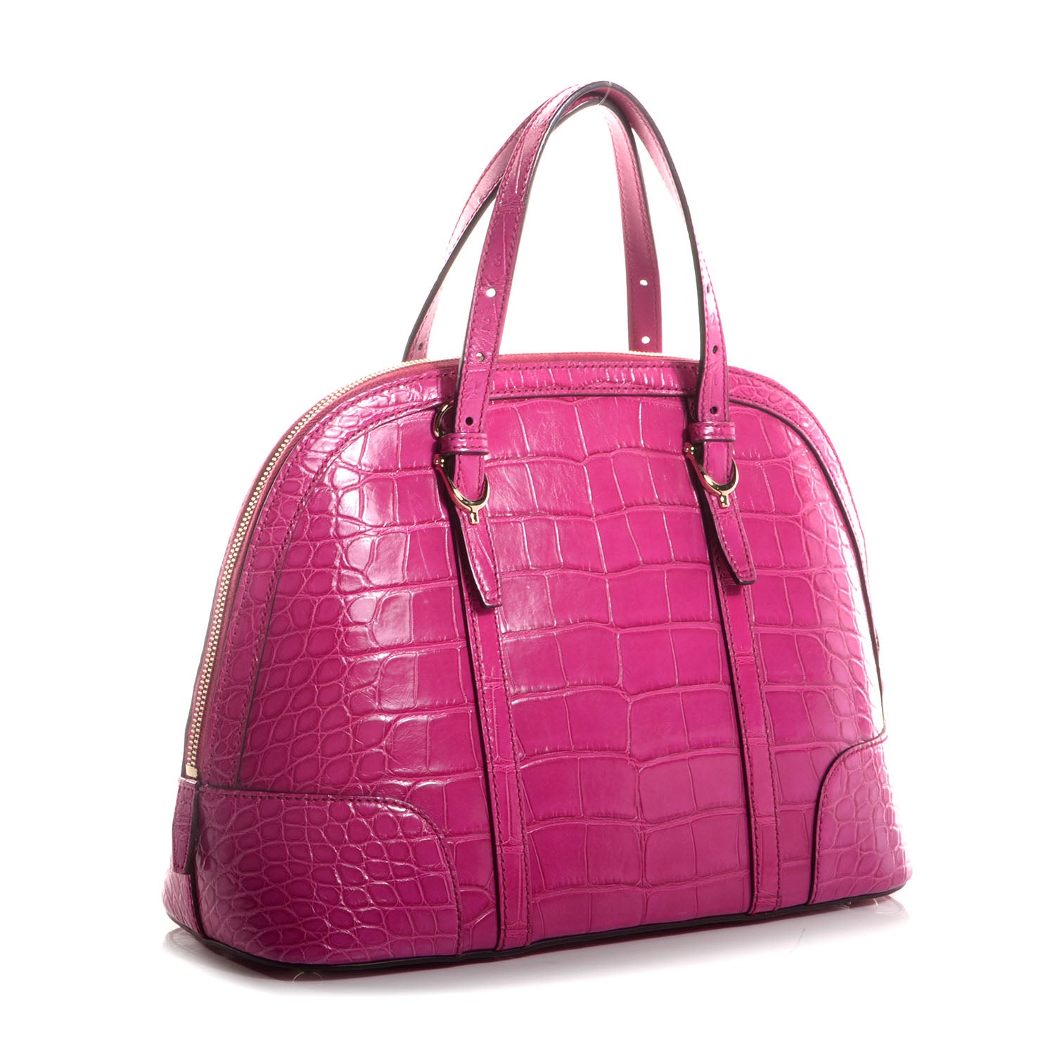 Gucci Crocodile Small Nice Top Handle Dome Bag Fuchsia 3 of 7