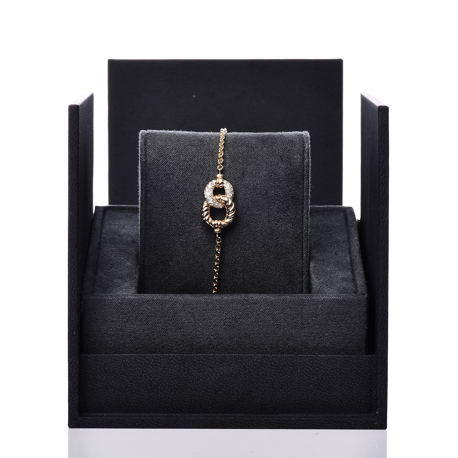 David Yurman 18K Yellow Gold Diamond Belmont Single Station Bracelet 6 of 6