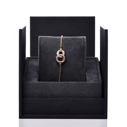 David Yurman 18K Yellow Gold Diamond Belmont Single Station Bracelet 6 of 6
