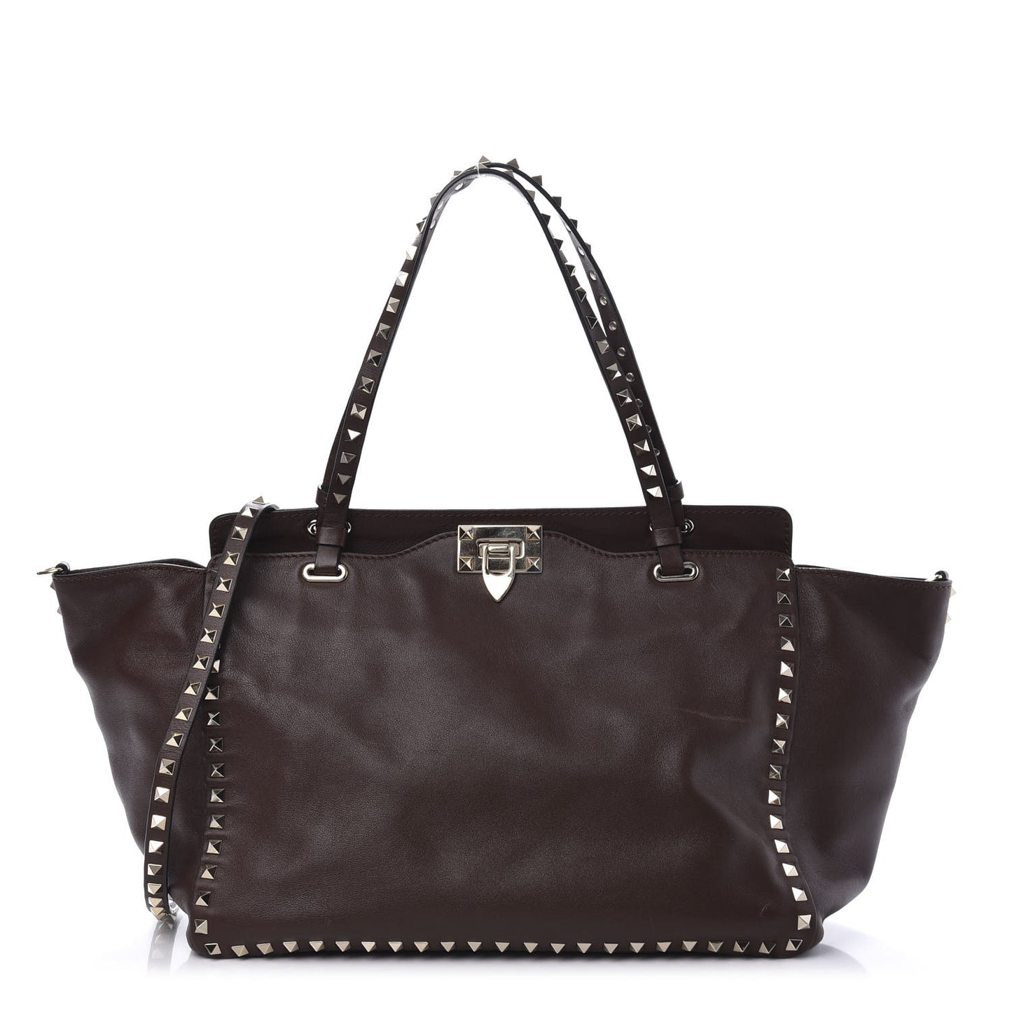 Vitello Medium Rockstud Tote Cacao