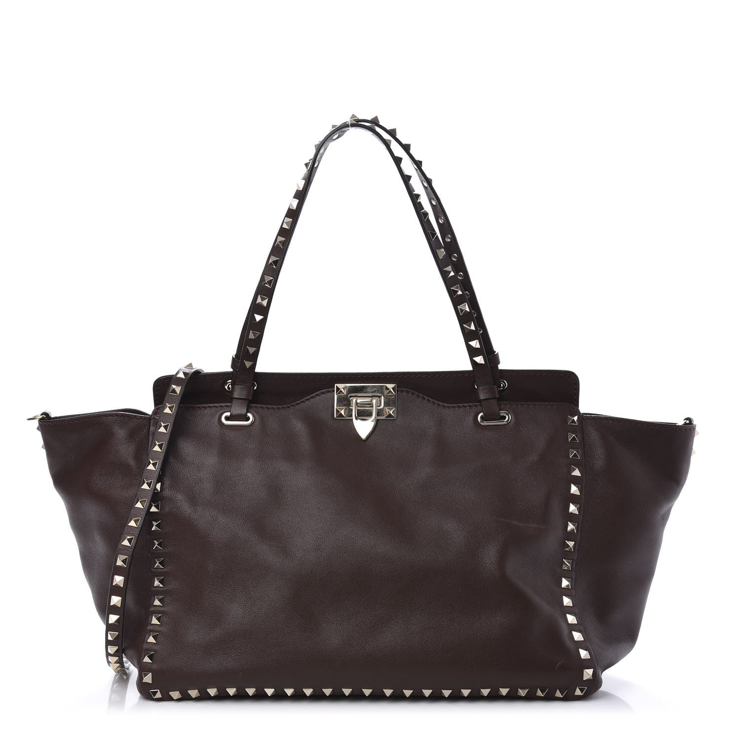 Valentino Garavani Vitello Medium Rockstud Tote Cacao 1 of 9