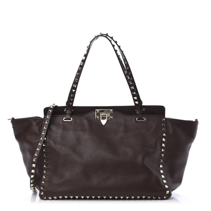 Valentino Garavani Vitello Medium Rockstud Tote Cacao 1 of 9