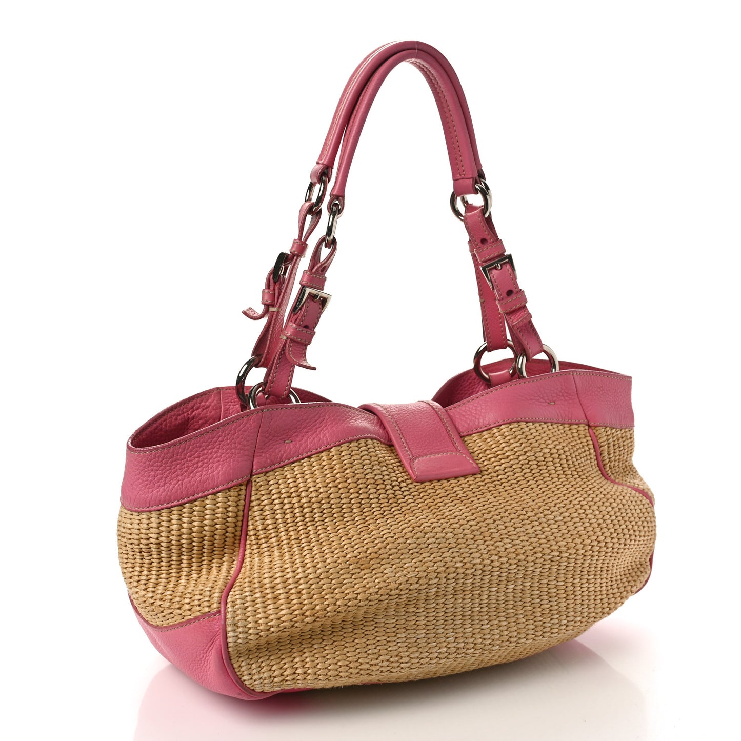 Straw Vitello Daino Shoulder Bag Naturale
