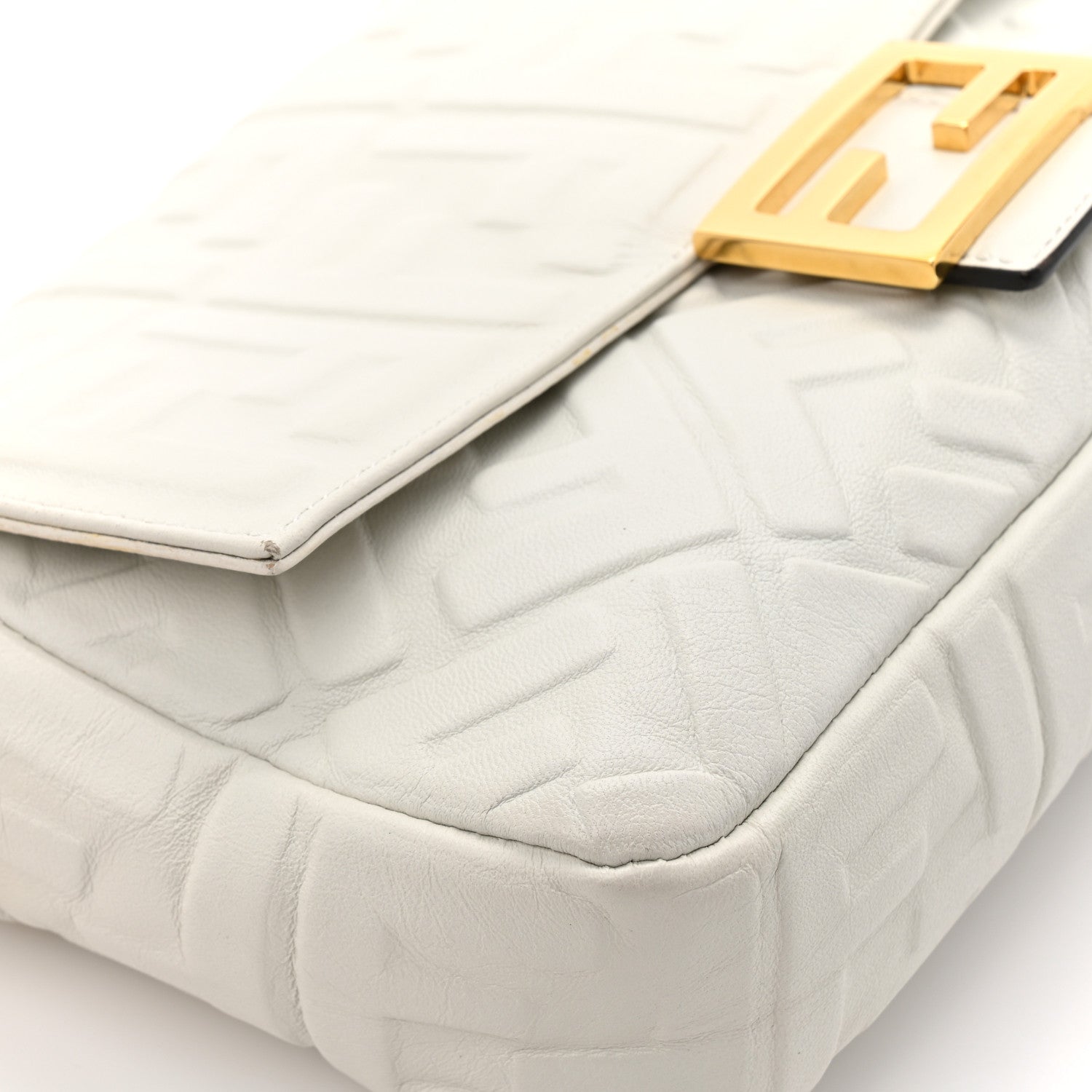 Fendi Nappa FF 1974 Embossed Baguette White 11 of 16