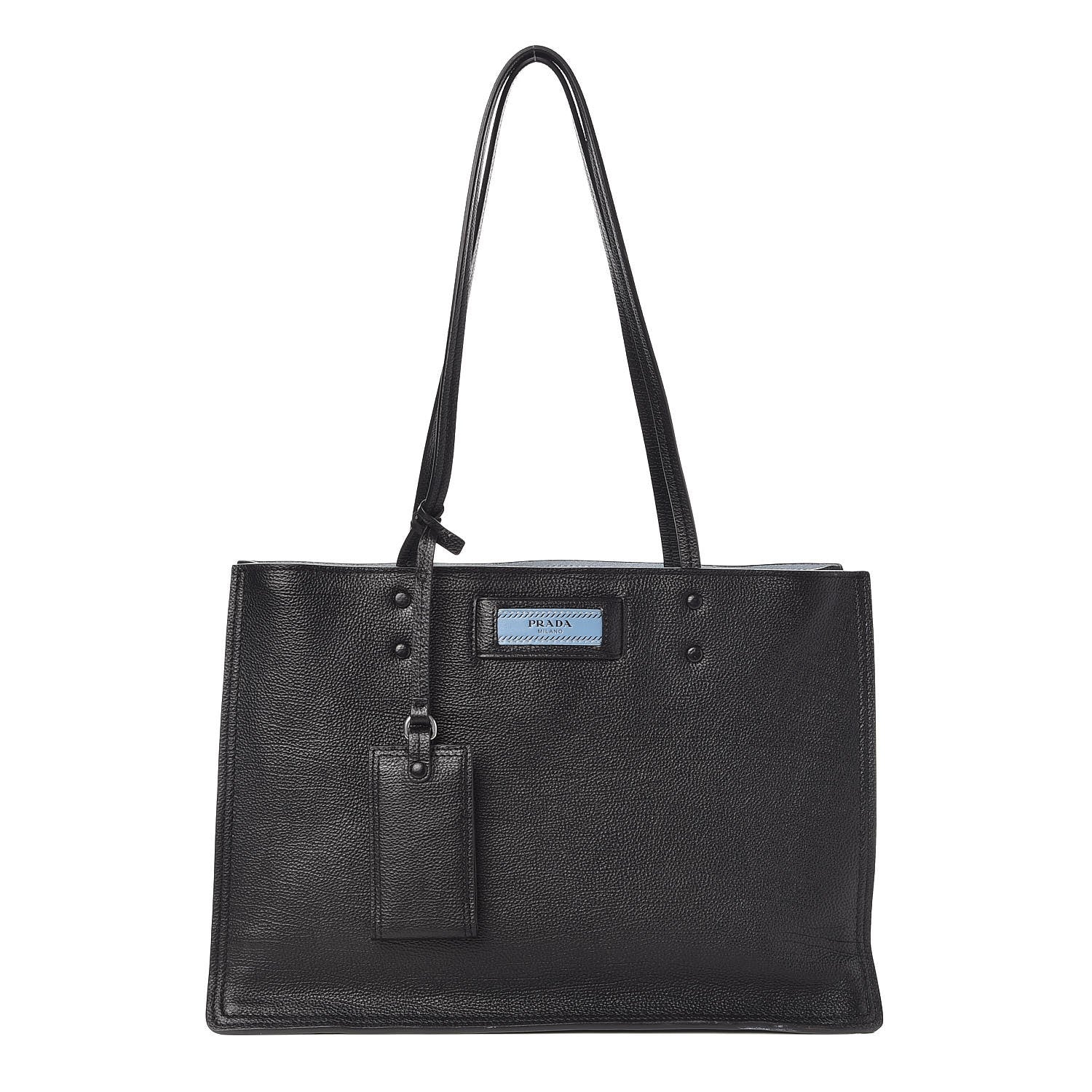 Prada Glace Calf Etiquette Tote Black Astrale 1 of 8