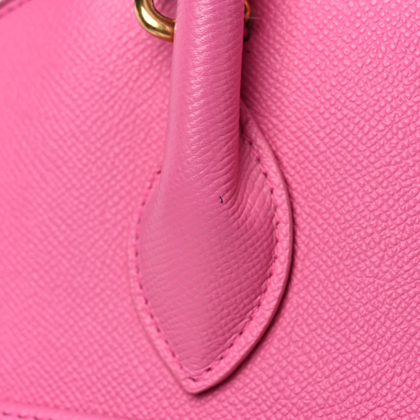 Signature Grained Calfskin Logo M Ville Top Handle Bag Acid Pink