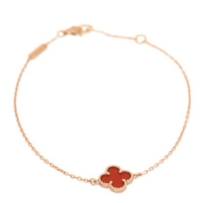 Van Cleef & Arpels 18K Rose Gold Carnelian Sweet Alhambra Bracelet 1 of 6