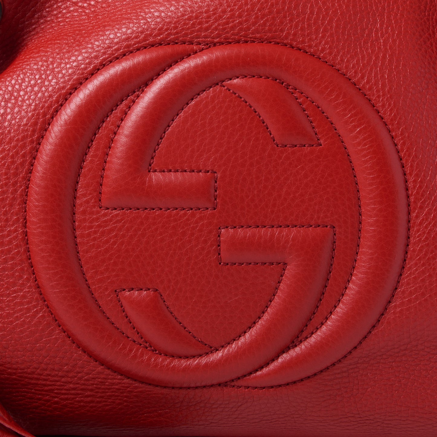 Pebbled Calfskin Medium Soho Chain Shoulder Bag Tabasco Red