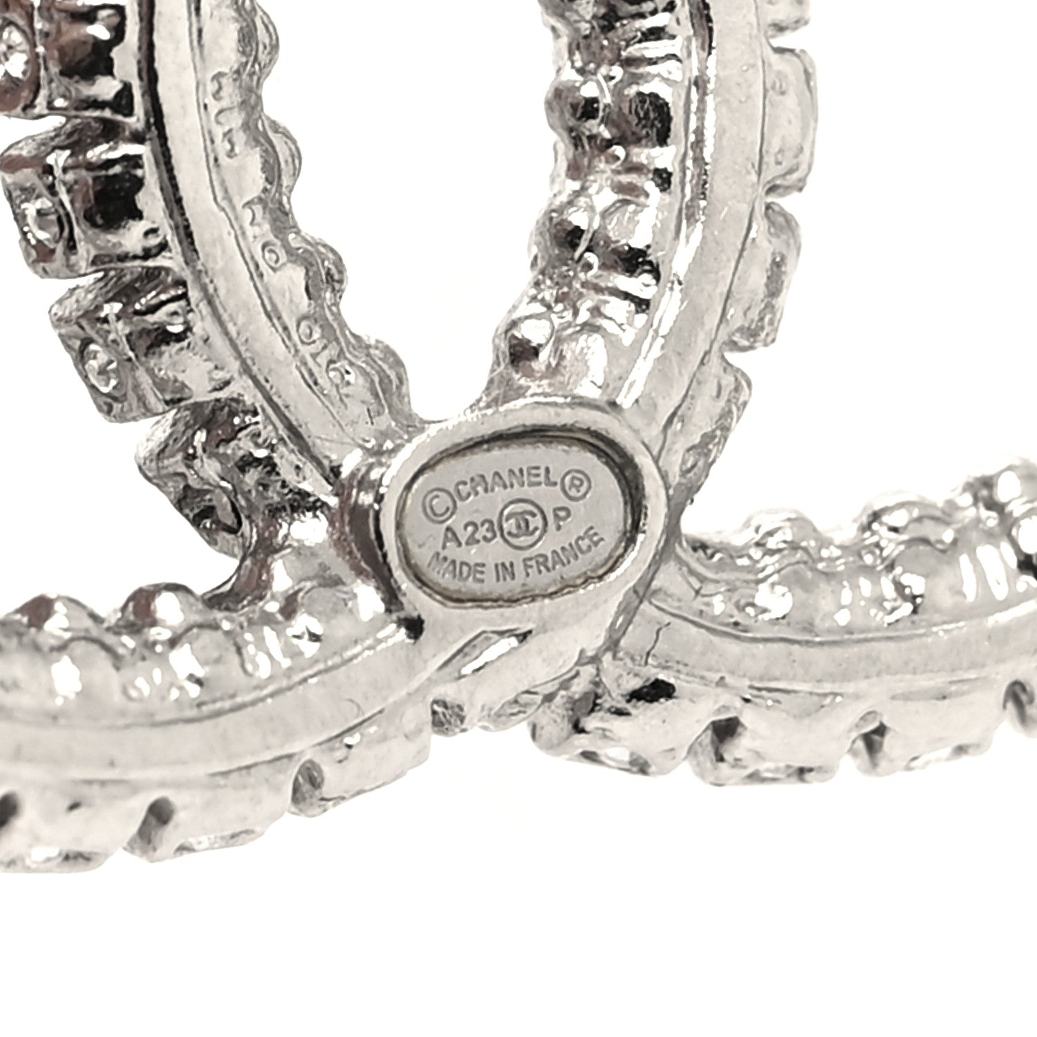 Chanel Crystal Large CC Earrings Silver 4 of 4
