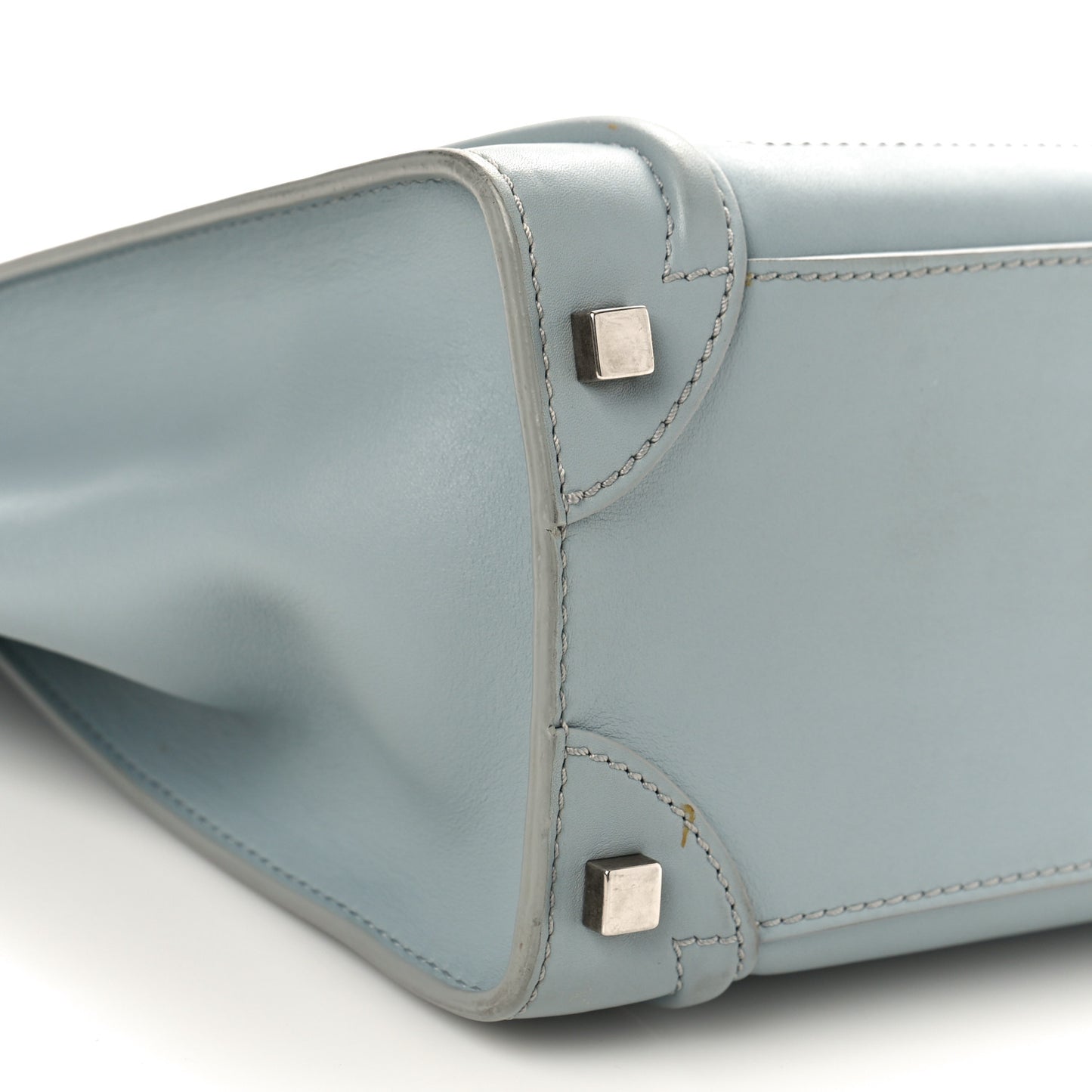 Drummed Calfskin Micro Luggage Sky Blue