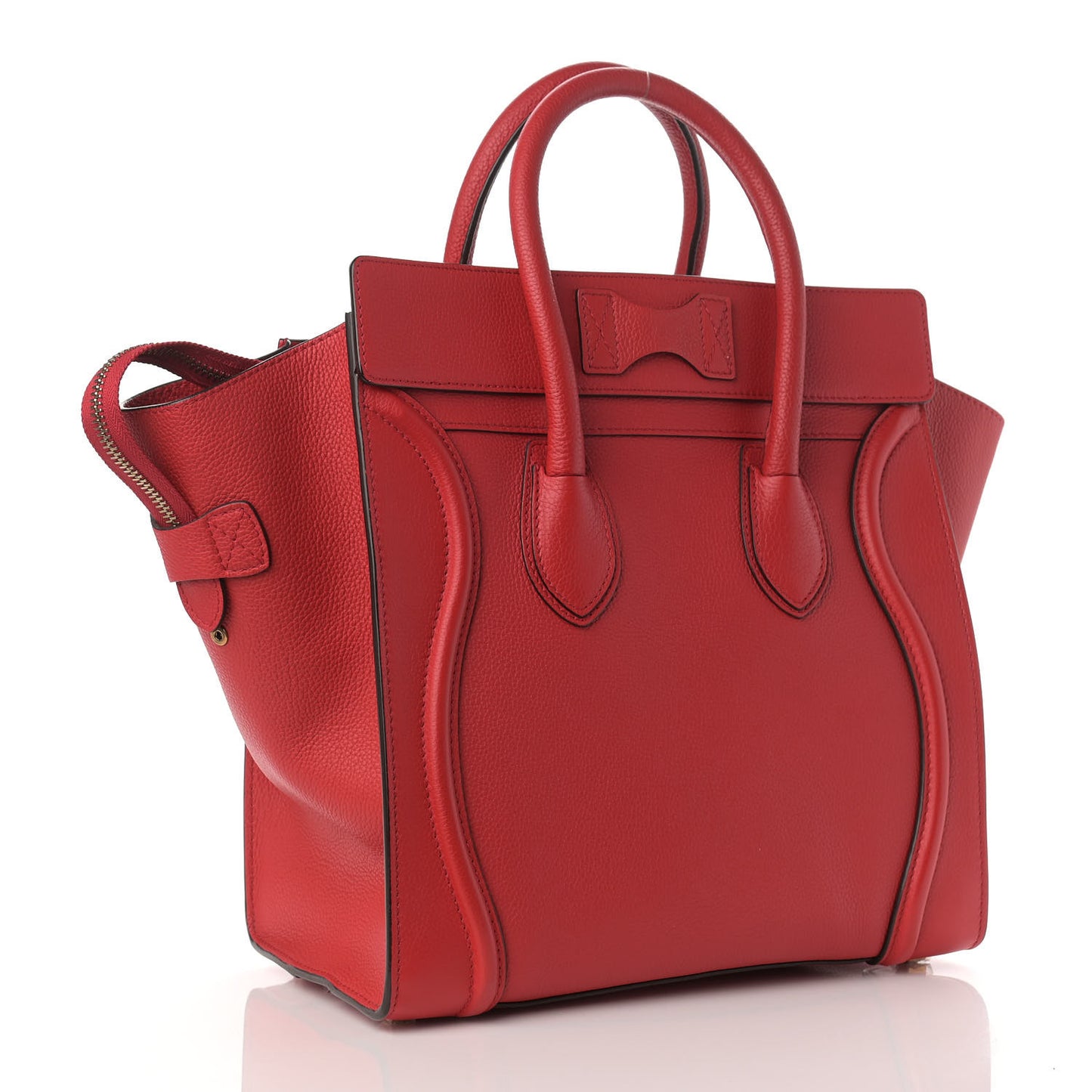 Drummed Calfskin Mini Luggage Coquelicot