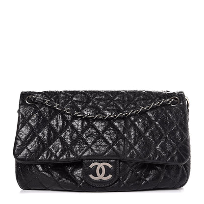 Chanel Crackled Calfskin Quilted Large Flap Black 1 of 8