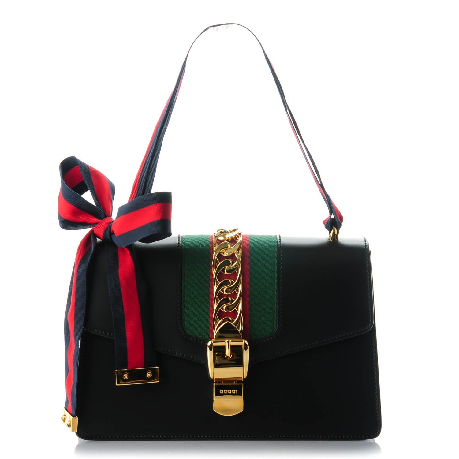 Gucci Calfskin Small Sylvie Shoulder Bag Black 1 of 8