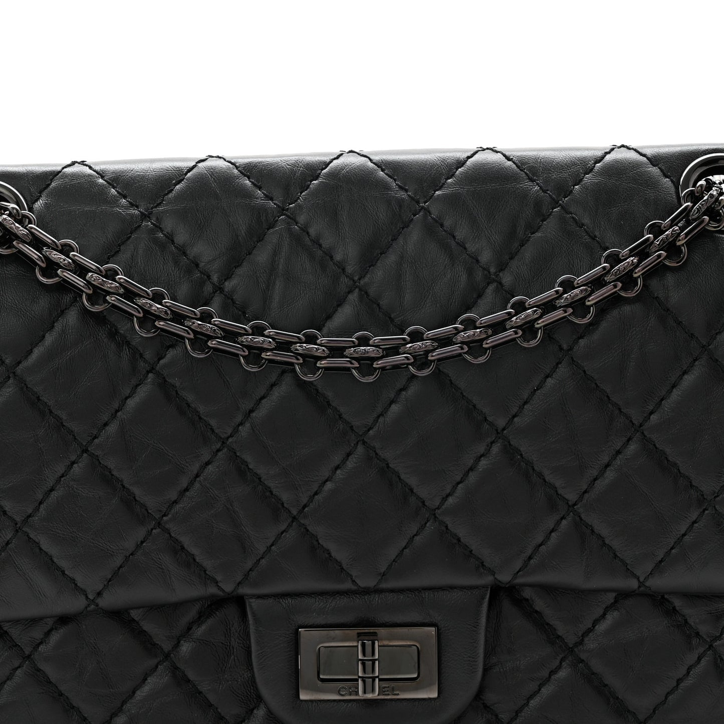 Aged Calfskin Quilted 2.55 Reissue 225 Flap So Black