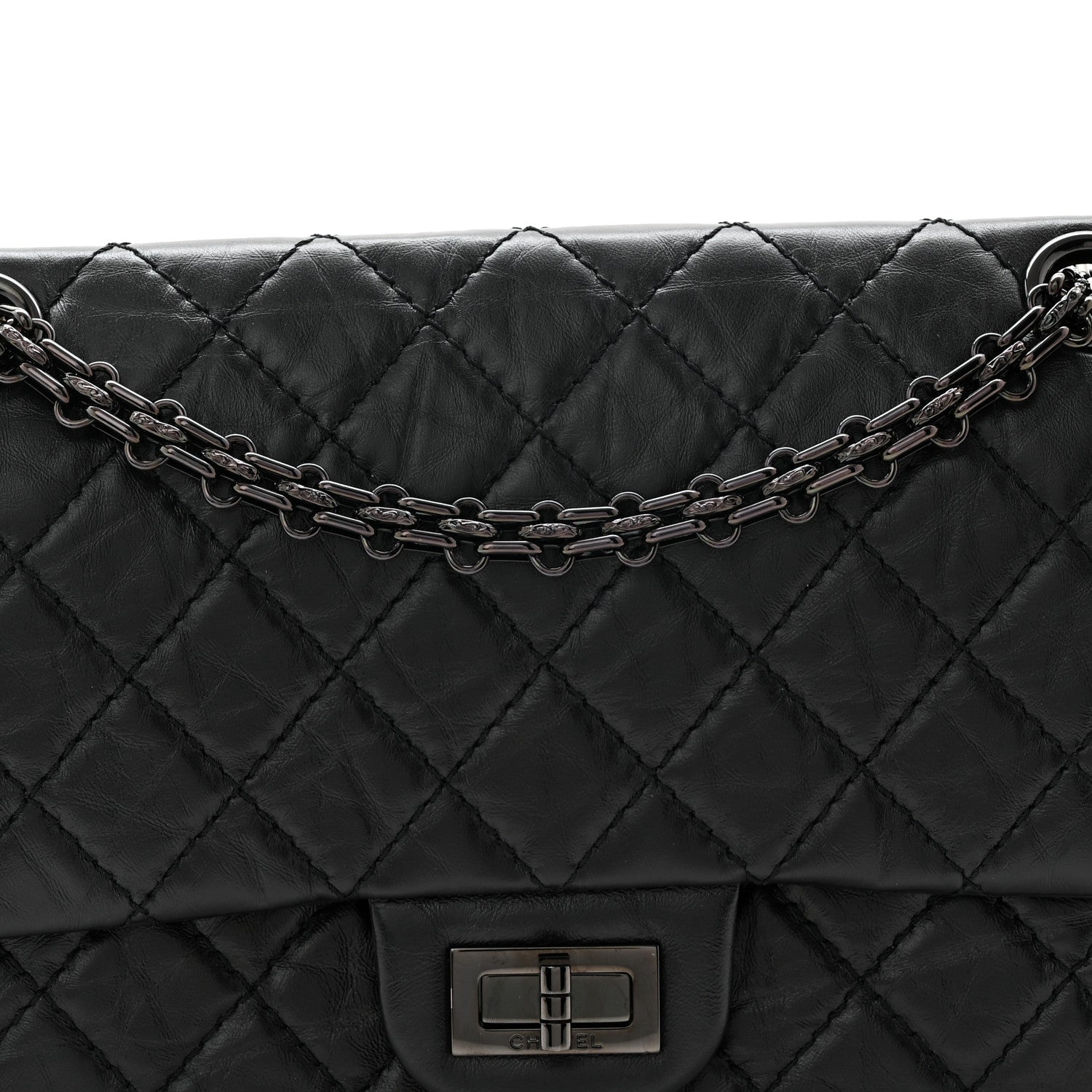 Chanel Aged Calfskin Quilted 2.55 Reissue 225 Flap So Black 8 of 11