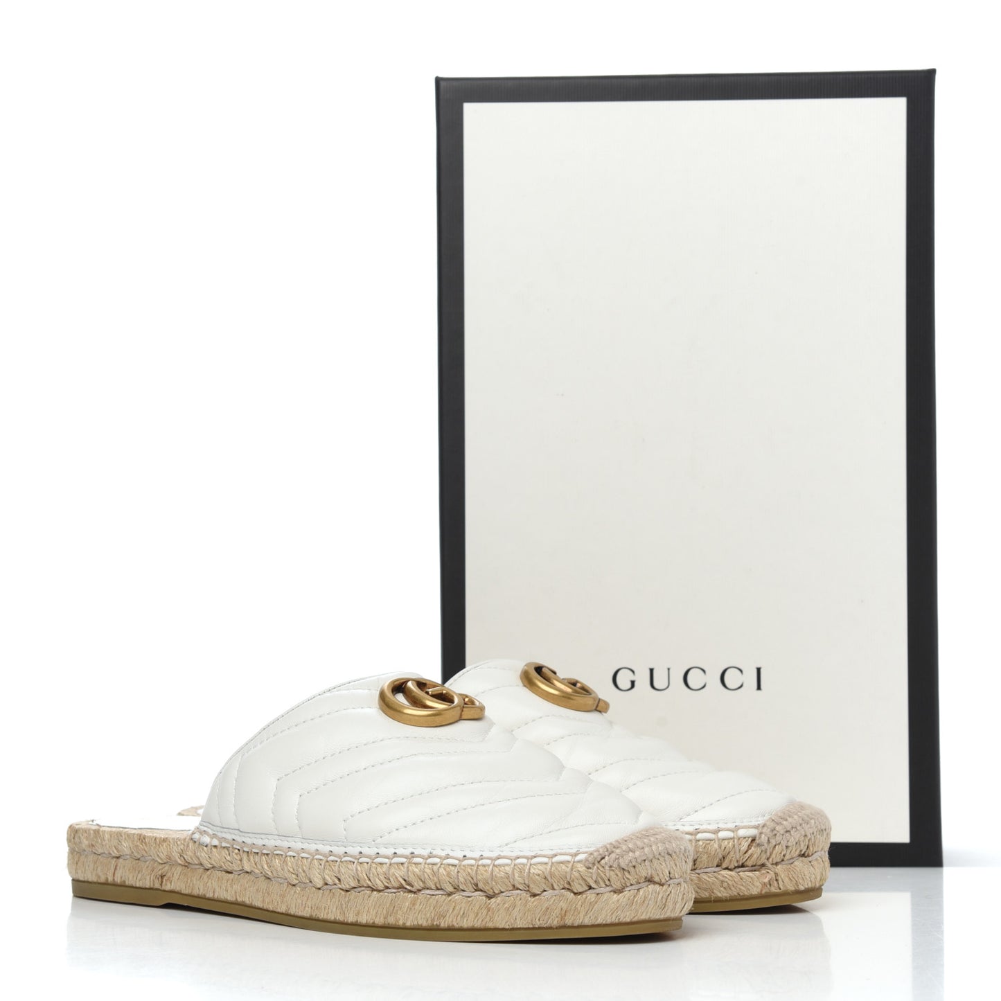Nappa Matelasse GG Marmont Espadrille Slippers 39 Great White