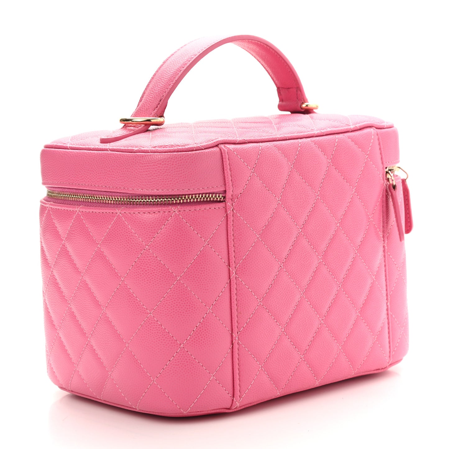 Caviar Quilted Large Vanity Pouch Pink