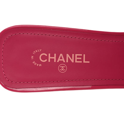 Chanel Patent Calfskin CC Mules 38.5 Dark Pink Light Pink 7 of 9
