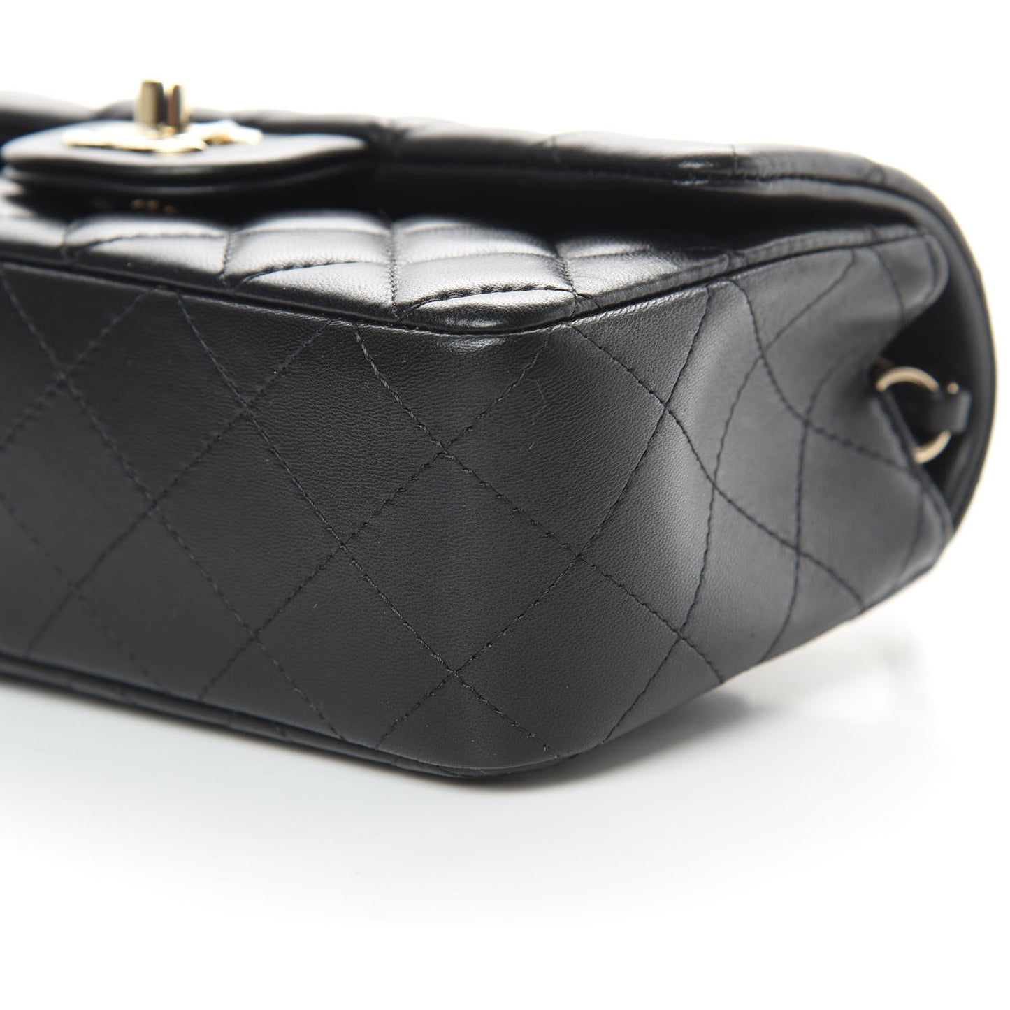 Lambskin Quilted Mini Rectangular Flap Black