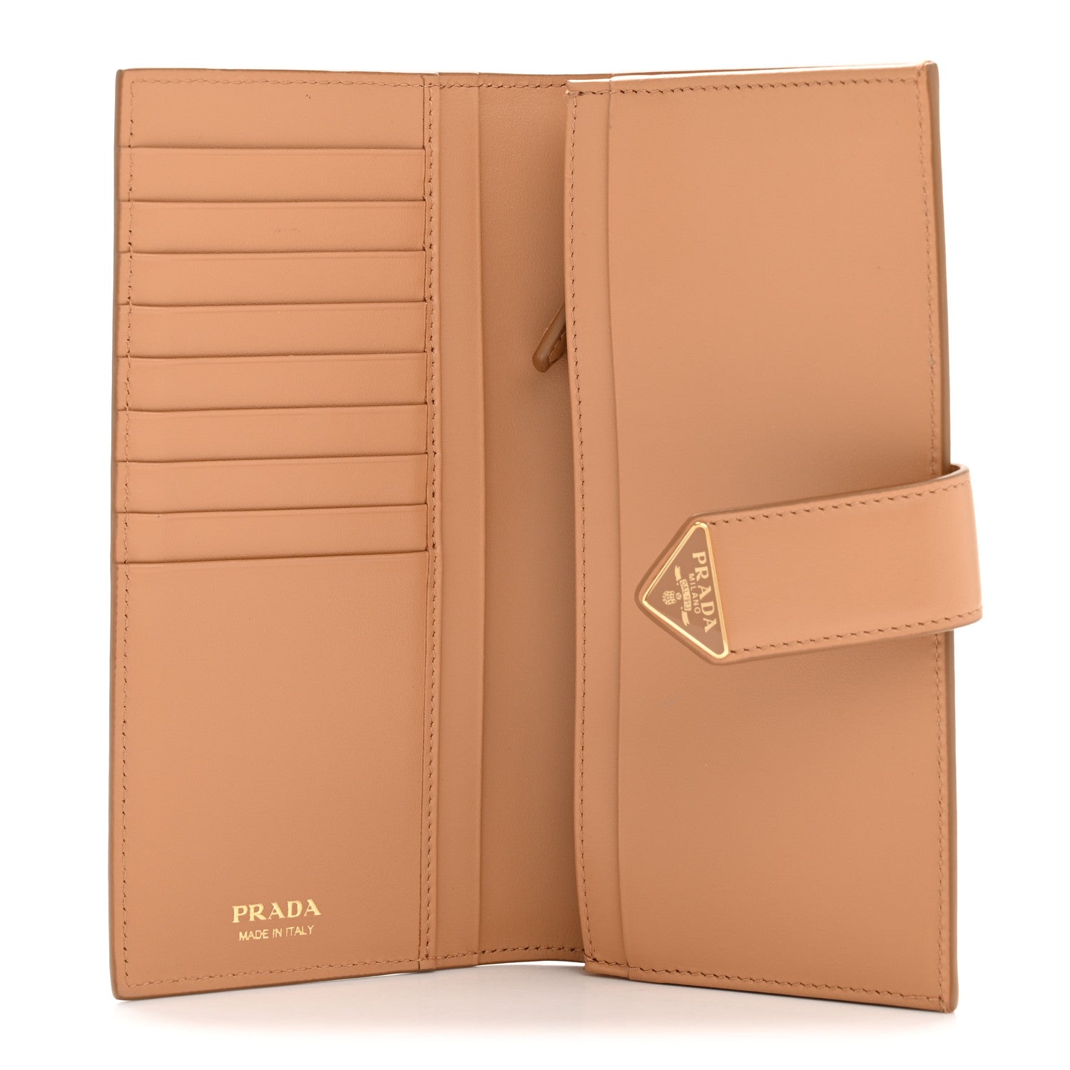 Prada Saffiano Calfskin Large Triangle Continental Wallet Naturale 10 of 18